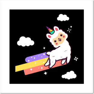 Lamacorn Alpaca Unicorn Funny Llama Rainbow Posters and Art